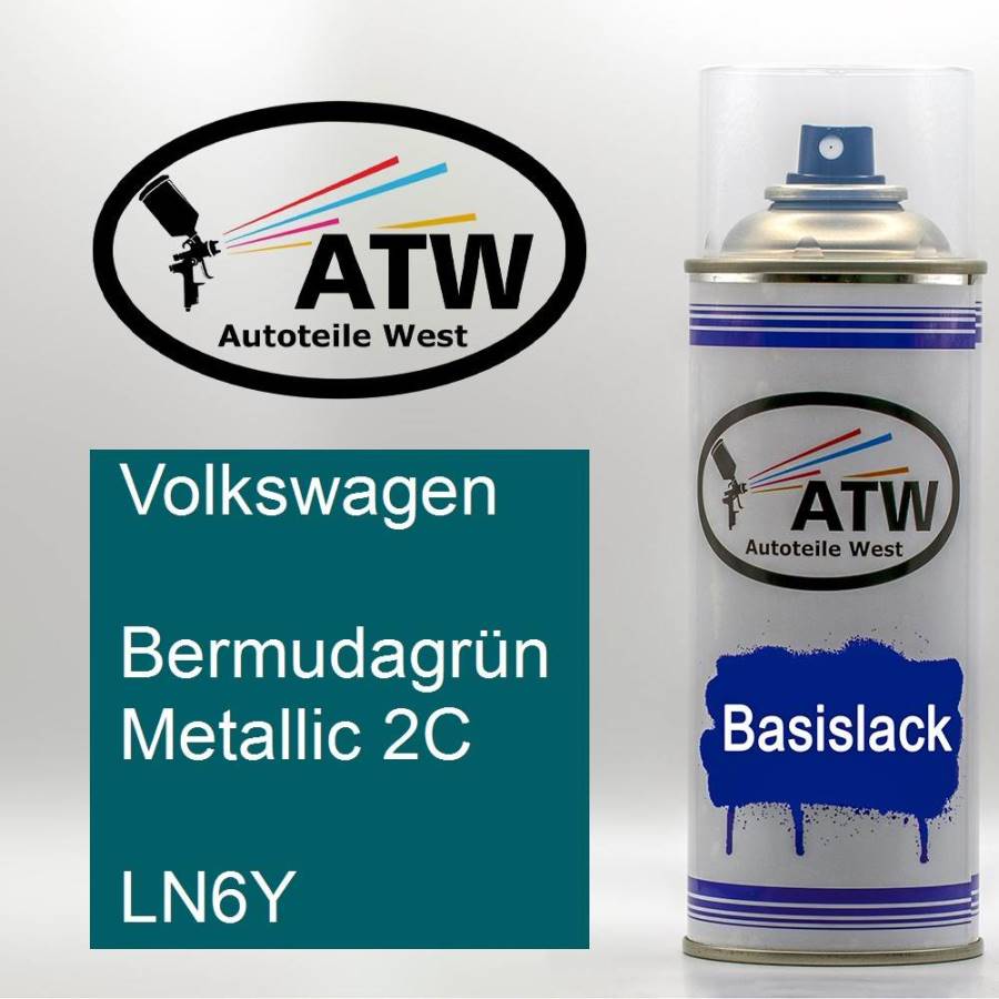 Volkswagen, Bermudagrün Metallic 2C, LN6Y: 400ml Sprühdose, von ATW Autoteile West.